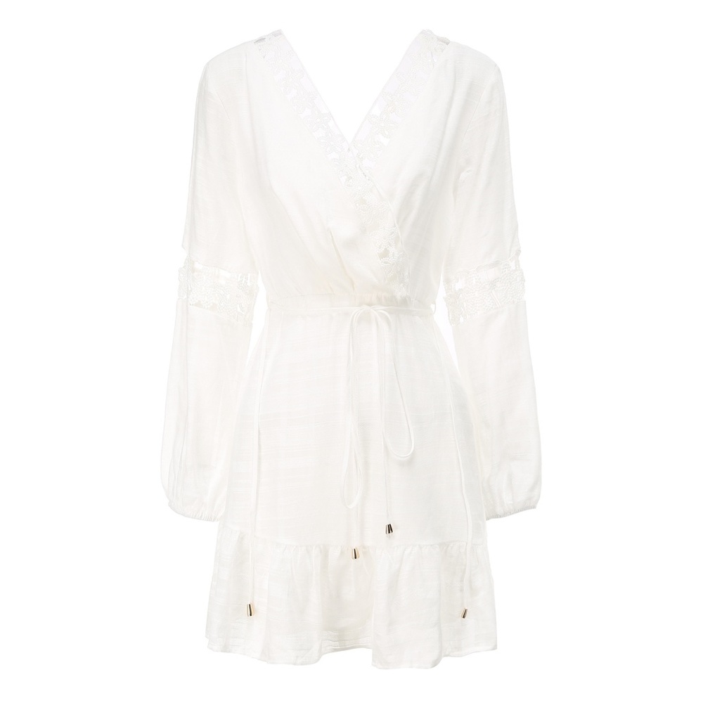 Boho Chic lace up back White Ruffle hem dr… - Picture 6 of 6